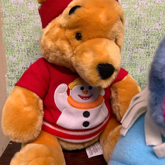 Disney Store Exclusive Christmas Holiday Winnie the Pooh Plush Toys Set of 3 - Picture 3 of 12